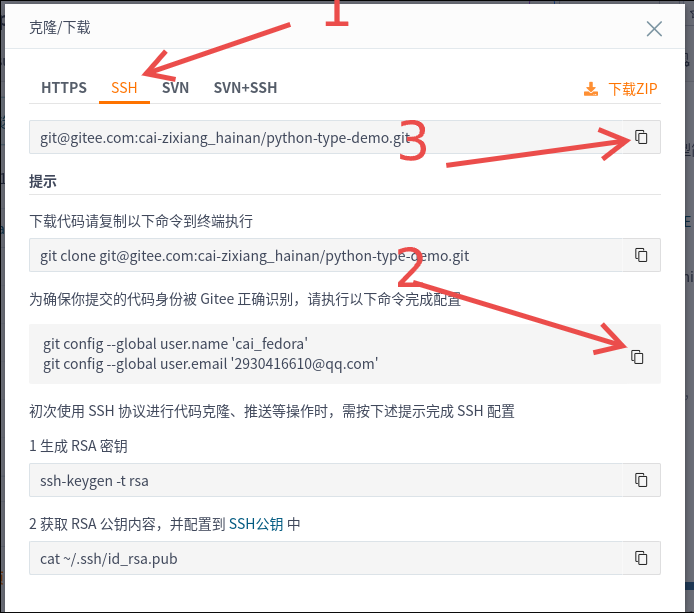gitee 配置身份和复制仓库